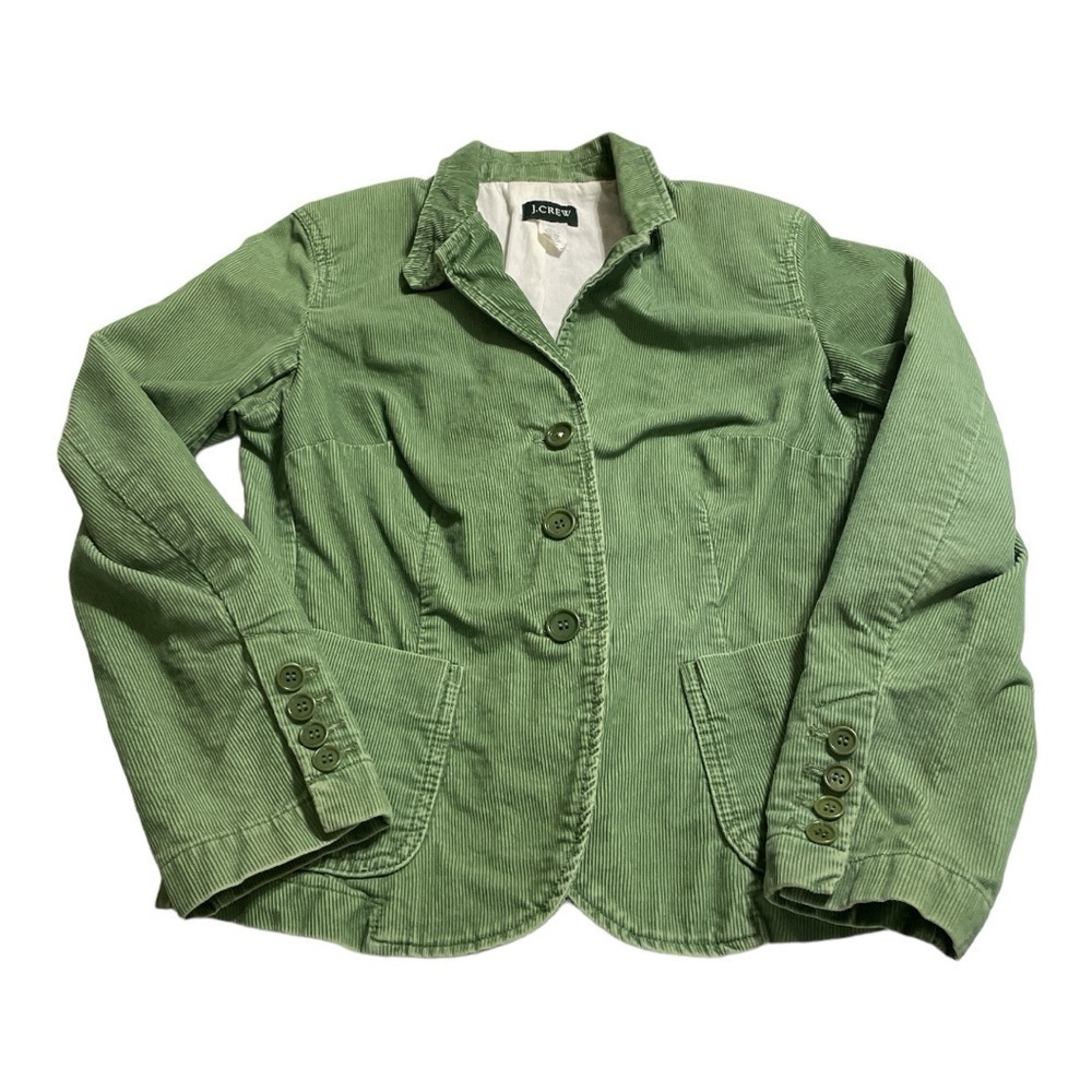 VTG J.Crew Green Choudhry Cotton Blazer Jacket Women’s Size PS Made in Macau - Picture 9 of 14